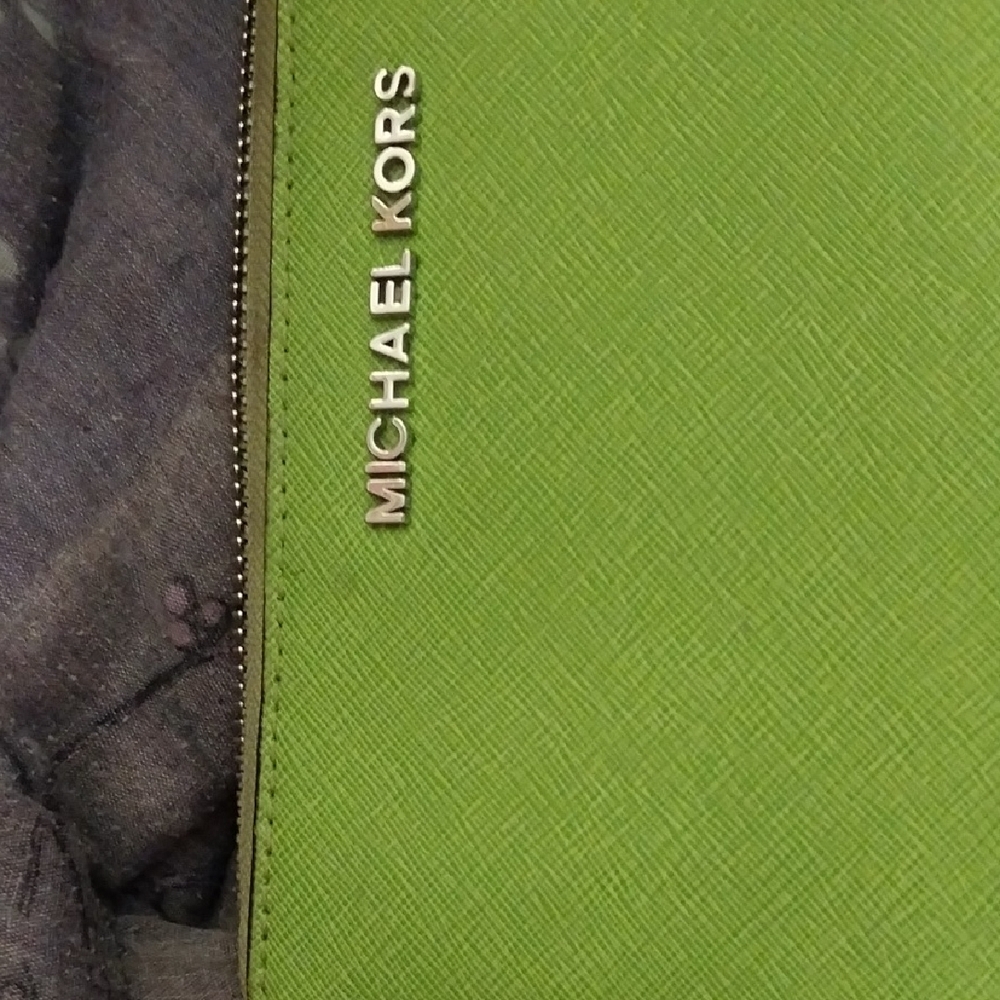 Michael Kors Green Wallet with Textured Leather Finish